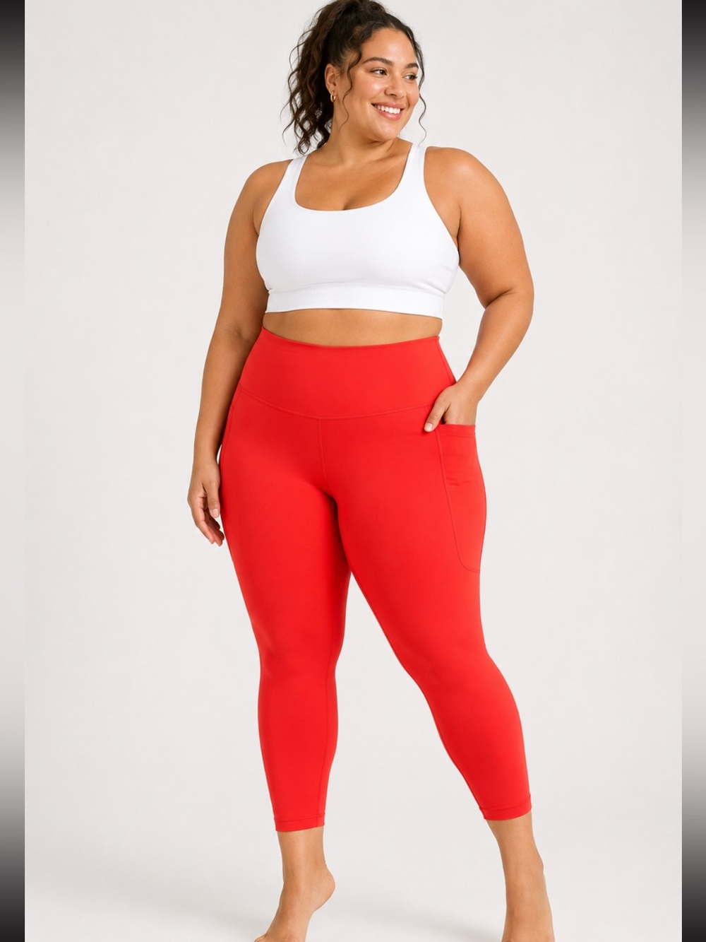 #282 Athleta Interval Stash 7/8 Tight 1X Red Orange PowerMove NWT